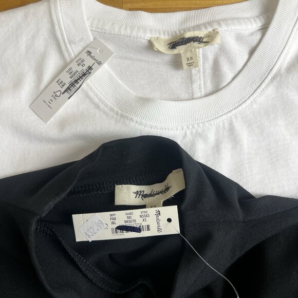 MADEWELL‎ Size XS T-Shirt Bundle of 2 Black Mockneck & Relaxed Oversized Tee - Picture 10 of 14